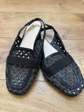 Reaction Kenneth Cole Black Woven Slingback Loafers